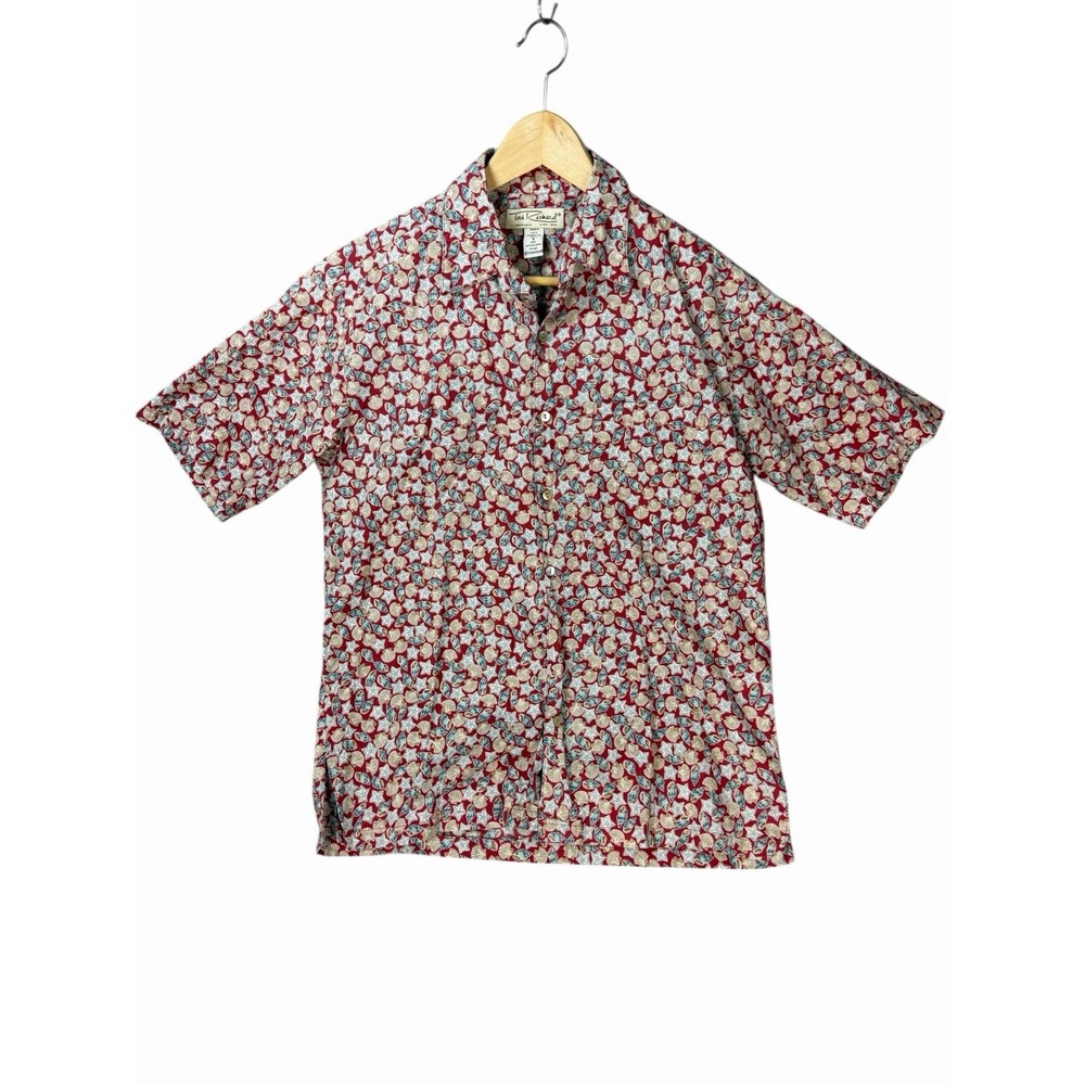 Tori Richard Men's Hawaiian Shirt Small Red Shell Starfish Print USA RARE
